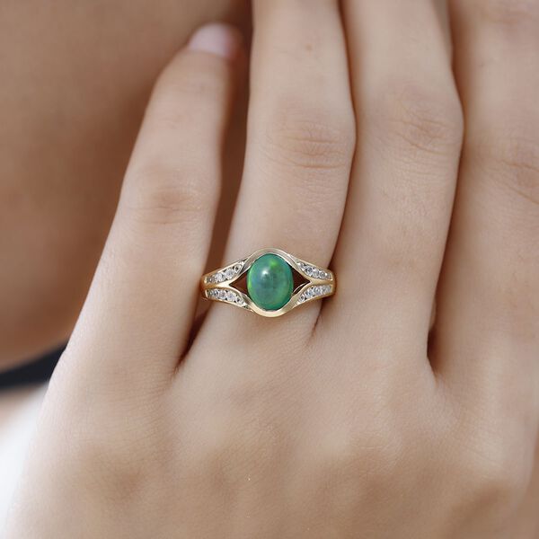 AA grüner äthiopischer Welo Opal und Zirkon-Ring - 1,42 ct. image number 3