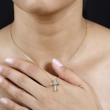 AA Sleeping Beauty T&uuml;rkis, Moissanit Anh&auml;nger 925 Silber Gelbgold Vermeil ca. 0,46 ct.