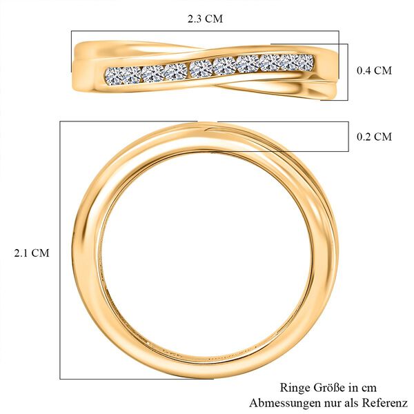 LUXURIANT SI-GH Labor Diamant Ring, 925 Silber 750 Gelbgold Vermeil - 0,25 ct. image number 7
