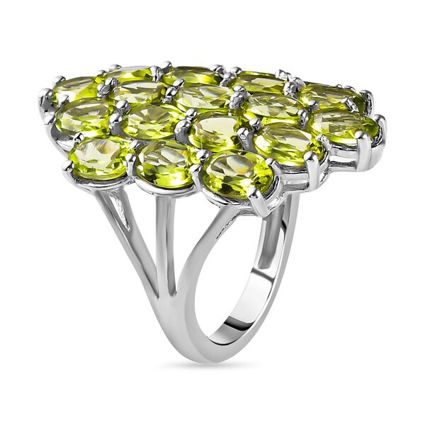 Nat&uuml;rlicher Peridot Ring, 925 Silber platiniert (Gr&ouml;&szlig;e 17.00), ca. 7,40 ct image number 5