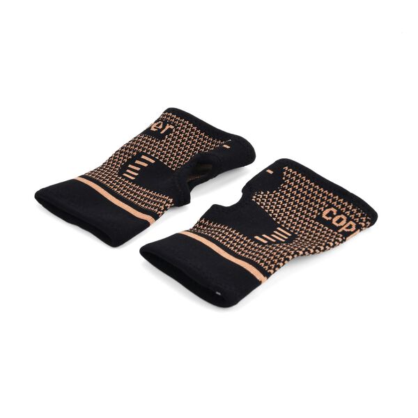 Kupferfaser Handgelenk Bandagen Paar stützend atmungsaktiv Schwarz Kupfer image number 4