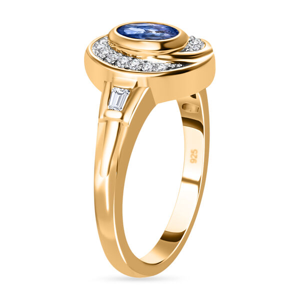 Tansanit und Zirkon-Ring, 925 Silber vergoldet  ca. 0,68 ct image number 3