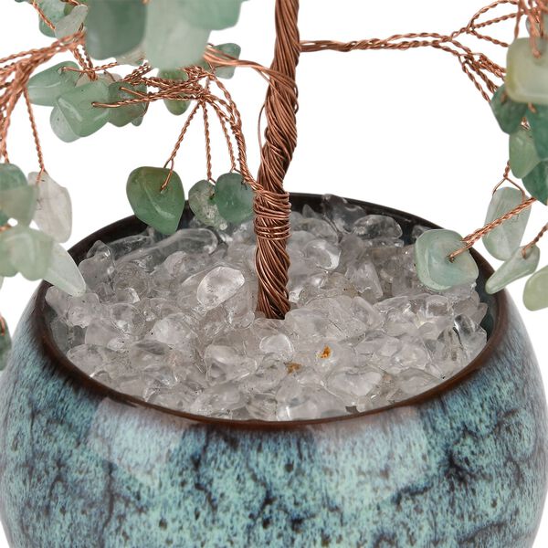 LIVMORE Edelsteinbaum mit 168 Aventurin Perlen Keramikschale ca. 18 cm Gr&uuml;n image number 5