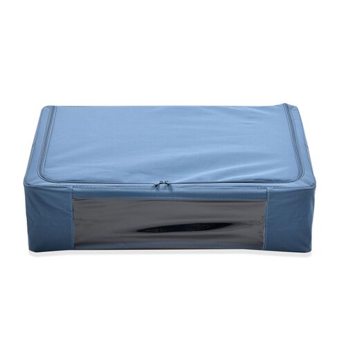Faltbare Aufbewahrungsbox aus Stoff mit Metallrahmen und PVC Fenster, 60 x 40 x 16 cm, Blau image number 0