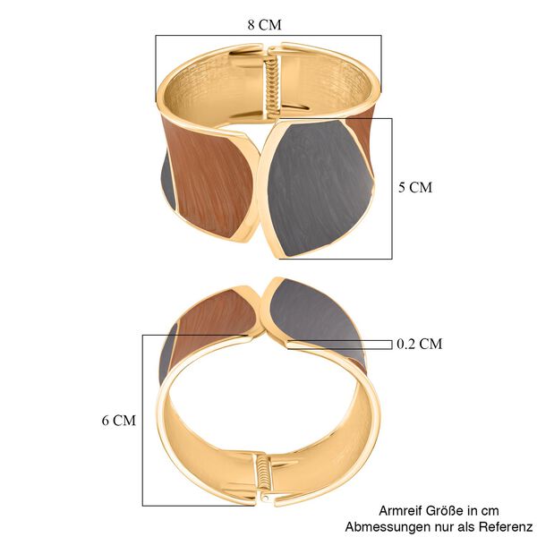 Emaille-Armreif im Colorblock-Design, ca. 17 cm, Braun-Grau image number 6