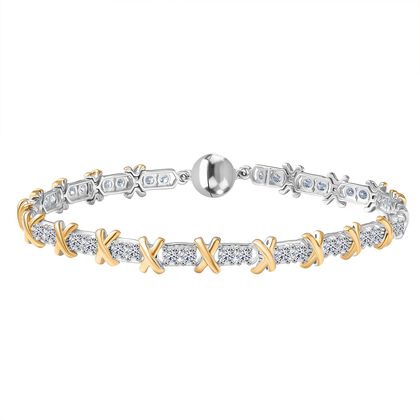 LUXURIANT DIAMANT - Lab Grown Diamant SI-GH SGL zertifiziert Armband ca. 20 cm 925 Silber Rhodiniert und 750 Gelbgold Vermeil ca. 3,00 ct.