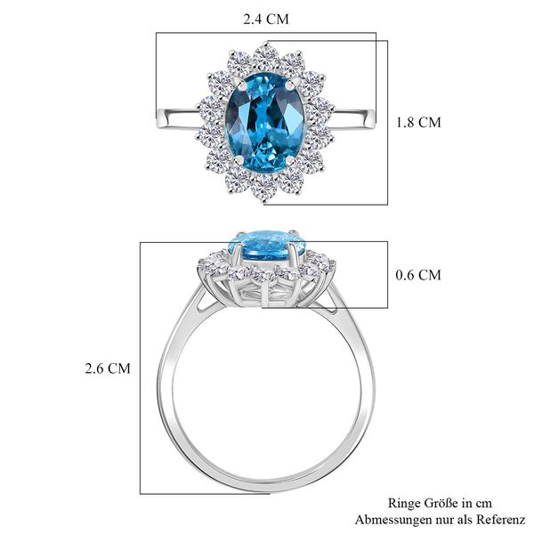 LUXURIANT DIAMOND- AAA Ratnakiri blauer Zirkon und VS Labor Diamant Ring in 585 Weißgold - 4,92 ct. image number 7