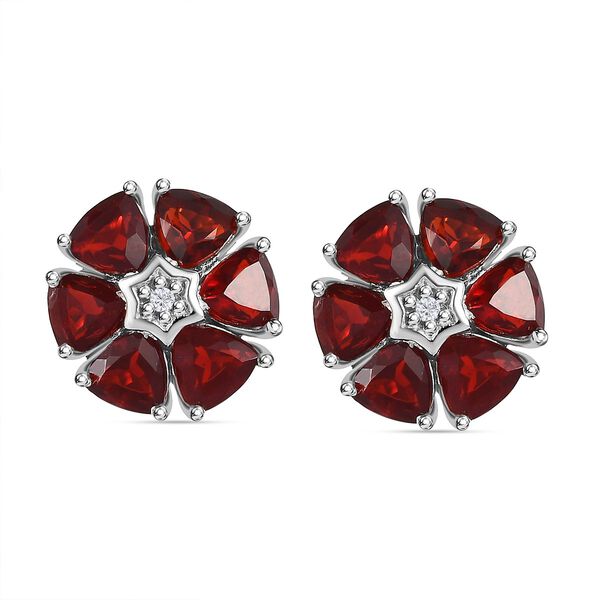 Blumenpracht mexikanische Kirschfeuer-Opal und Zirkon-Ohrstecker