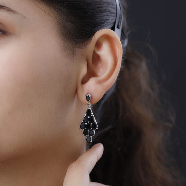 Schwarze Spinell Ohrringe, 925 Silber platiniert ca. 11,75 ct image number 3