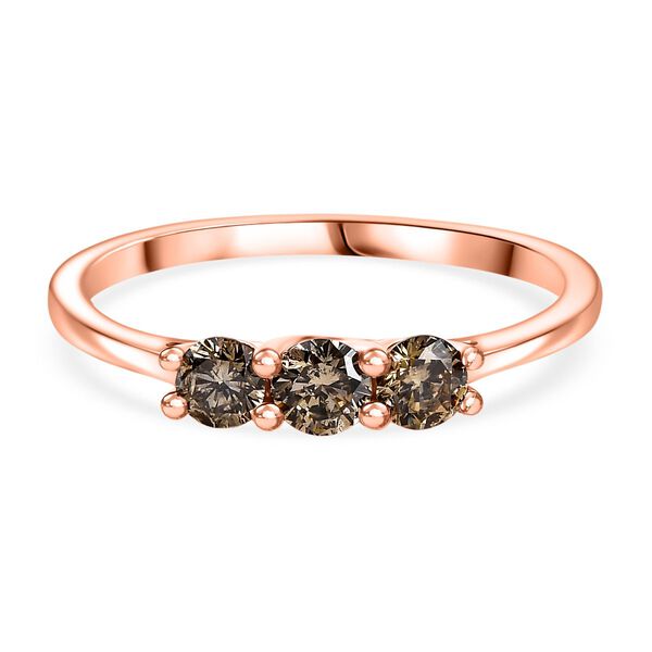 D'Joy Natürlicher Champagner Diamant Ring 925 Silber 750 Roségold Vermeil (Größe 19.00) ca. 0.50 ct image number 0