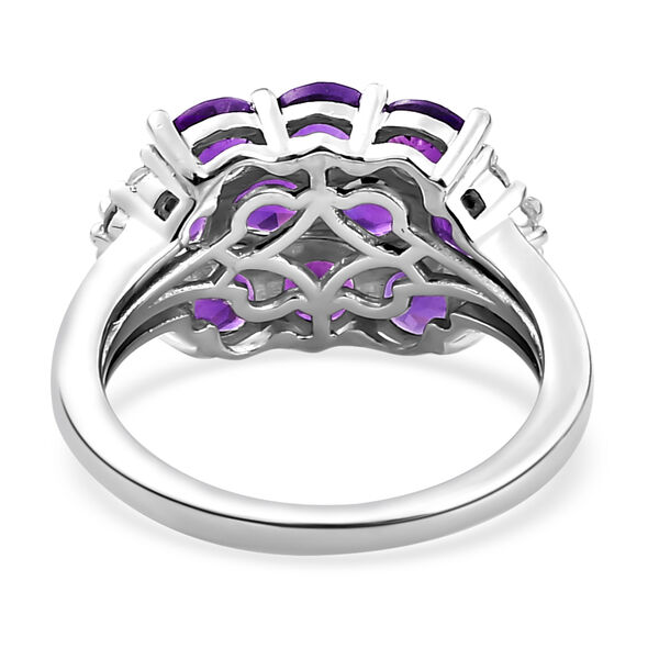 Natürlicher, marokkanischer Amethyst und weißer Zirkon-Ring, 925 Silber platiniert  ca. 2,61 ct image number 6
