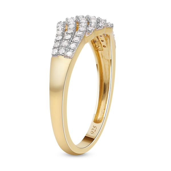 Wei&szlig;er Diamant Ring, 925 Silber Gelbgold Vermeil (Gr&ouml;&szlig;e 18.00) ca. 0.33 ct image number 4