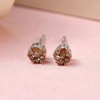 Nat&uuml;rliche Champagner Diamant-Ohrstecker in Druckfassung - 0,16 ct.