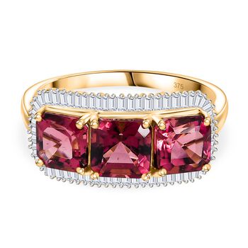 AAA Rubellit und Diamant Ring in 375 Gold - 3,86 ct.