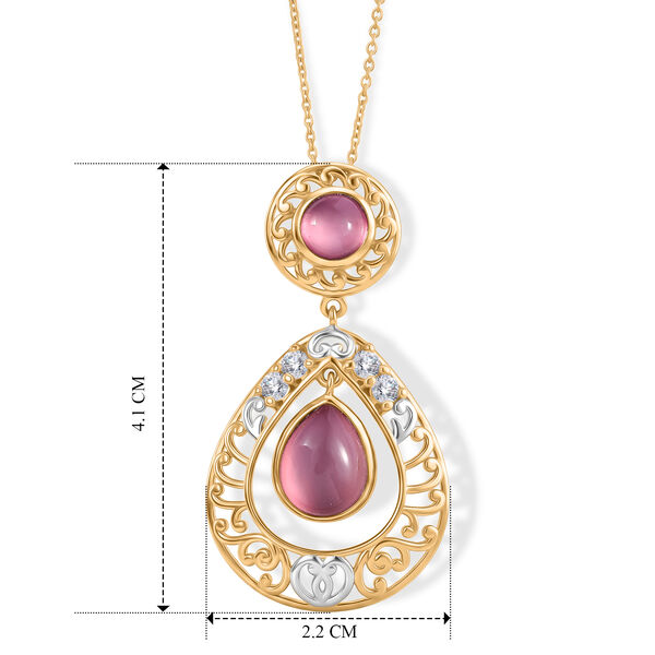 D'Joy Flamingo Mondstein und Zirkon zweifarbiger Anh&auml;nger mit 50cm Kette - 4,14 ct. image number 5