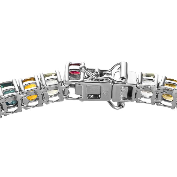 Nat&uuml;rliches mehrfarbiges-Turmalin Armband, ca. 19 cm, 925 Silber platiniert ca. 15.48 ct image number 4