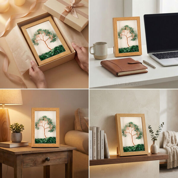 LIVMORE Edelstein Deko Rahmen mit Baummotiv, 12x17cm, Gr&uuml;n image number 2