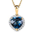 AA London Blau Topas, Weißer Zirkon Schmuckset ca. 50 cm 925 Silber vergoldet ca. 2.32 ct
