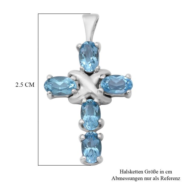 Schweizer Blautopas Kreuz-Anhänger, ca. 1,35 ct image number 4