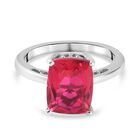 Rubelit-Triplett-Quarz Solitär Ring 925 Silber platiniert (Größe 16.00) ca. 2,94 ct