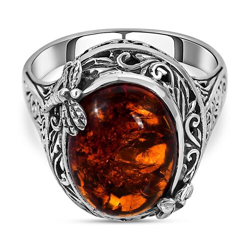 Royal Bali - Bernstein Ring, 925 Silber (Größe 18.00) ca. 3.50 ct image number 0