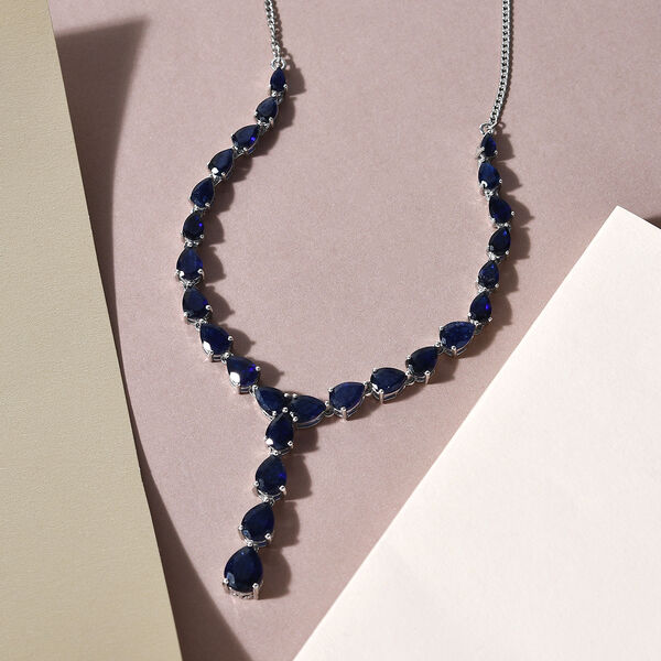 Masoala Saphir-Halskette, 45 cm, 925 Silber platiniert, 24,01 ct. image number 3