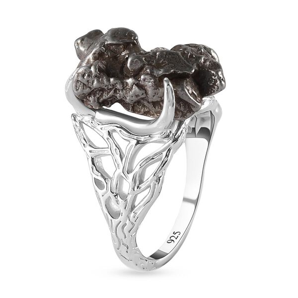 Meteorit-Ring, 925 Silber platiniert (Gr&ouml;&szlig;e 17.00) ca. 20,00 ct image number 5