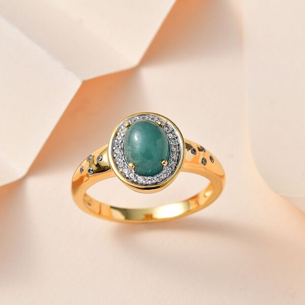 AA Grandidierit, Wei&szlig;er Zirkon Ring 925 Silber Gelbgold Vermeil (Gr&ouml;&szlig;e 17.00) ca. 2,65 ct image number 2