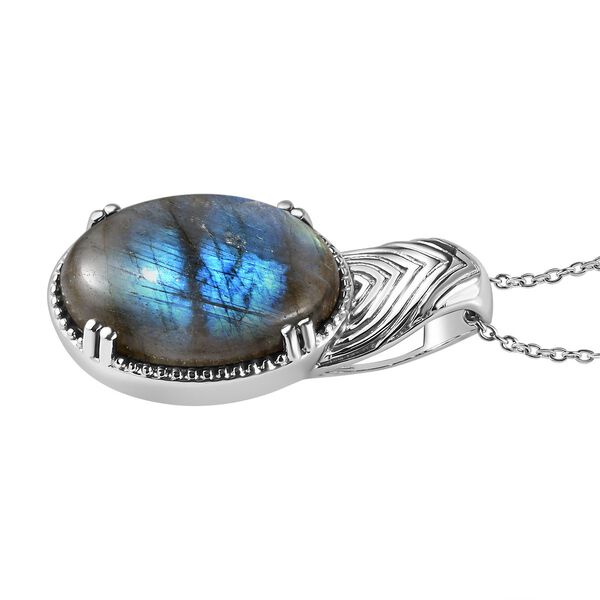 Labradorit Anh&auml;nger mit Kette (ca. 45 cm) Reiner Edelstahl ca. 30,00 ct. image number 4