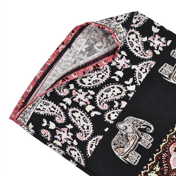 Gewebte Viskosehose, Länge 103/ Hüfte 66/ Taille 56cm, schwarz und rosa image number 6