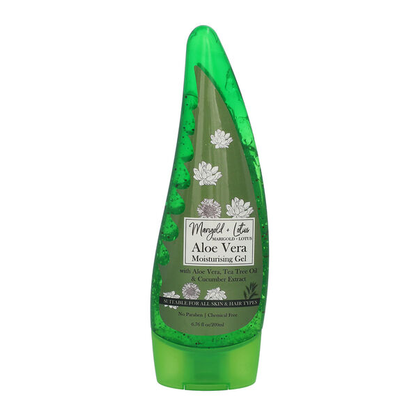 MARIGOLD + LOTUS - Nat&uuml;rliches Aloe Vera Feuchtigkeitsgel f&uuml;r Haut und Haar, 200ml