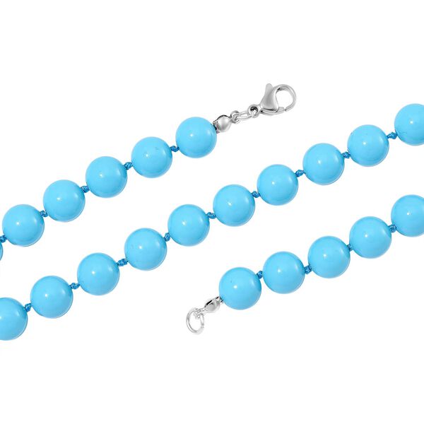 Sleeping Beauty t&uuml;rkisfarbene Muschelkernperlen Halskette, 100 cm image number 4