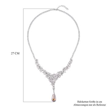 Wei&szlig;e und Champagner Kristall-Halskette, 50 cm - 25 ct.