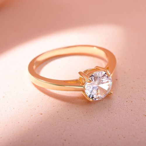 Lustro Stella - weißer Zirkonia Ring, 925 Silber vergoldet (Größe 16.00) ca. 2.15 ct image number 1