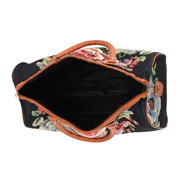 Reisetasche, 45x23x27cm, Schwarz mit Blumenmuster image number 5