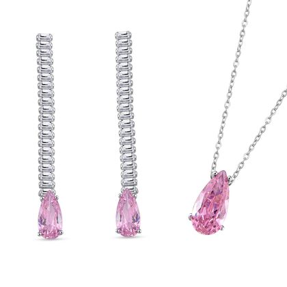 Rosa Zirkonia Schmuckset Messing