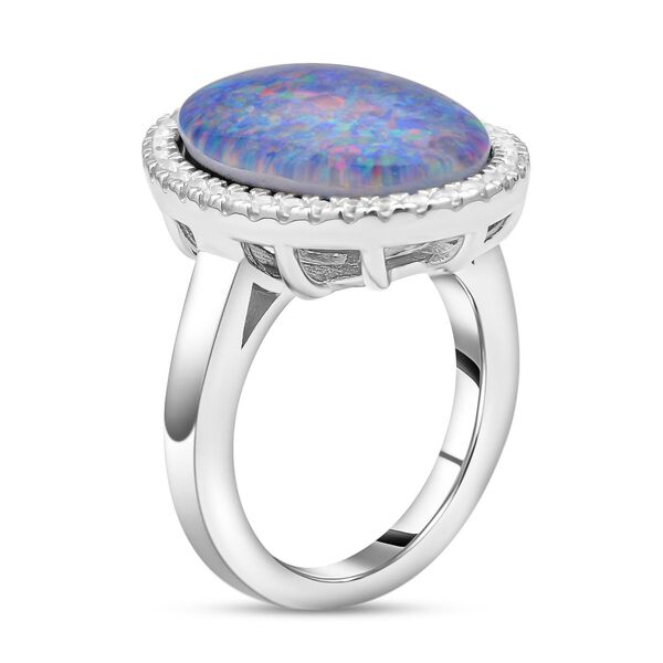 Boulder Opal Triplett und Zirkon Halo Ring - 7,15 ct. image number 5