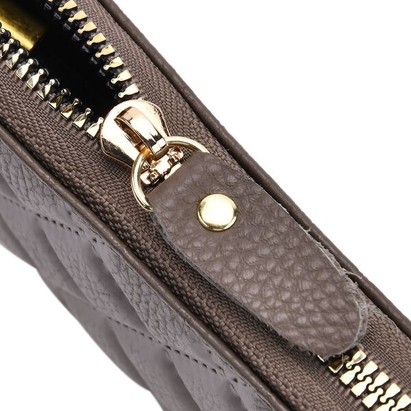 Brieftasche aus echtem Leder mit RFID-Schutz in Stepp-Optik, 19x2,5x9,5cm, Grau image number 4