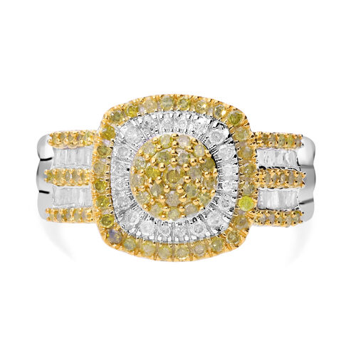 Gelber Diamant, Weißer Diamant Ring 925 Silber platiniert (Größe 20.00) ca. 1.00 ct image number 0