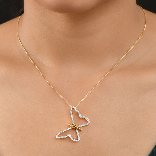 Moissanit Anhänger mit 50cm Kette, 925 Silber 750 Gelbgold Vermeil - 0,70 ct. image number 3