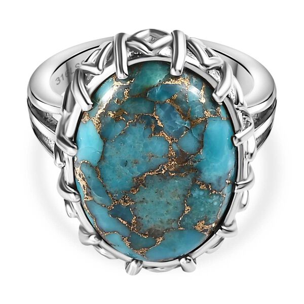 Blaues T&uuml;rkis Ring, Edelstahl, (Gr&ouml;&szlig;e 17.00) ca. 11.38 ct