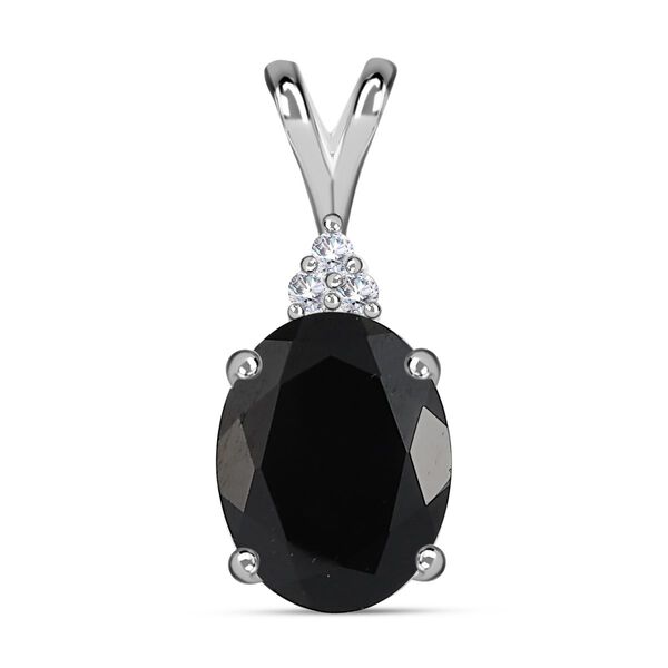 Schwarzer Spinell, weißer Zirkon Anhänger, 925 Silber, ca. 2.42 ct image number 0
