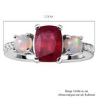Afrikanischer Rubin, natürlicher, äthiopischer Opal und Zirkon-Ring, (Fissure gefüllt), 925 Silber platiniert image number 5