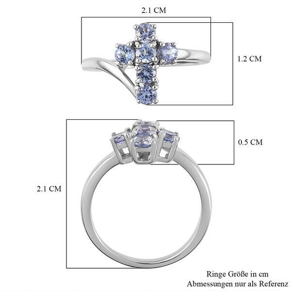Tansanit Kreuz-Ring, 925 Silber platiniert  ca. 0,77 ct image number 7