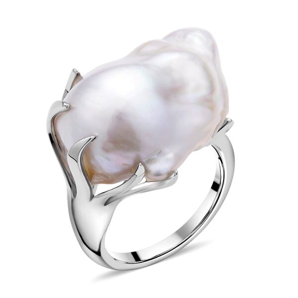 Wei&szlig;er Barockperlen und Zirkon-Ring - 15-25 mm image number 4