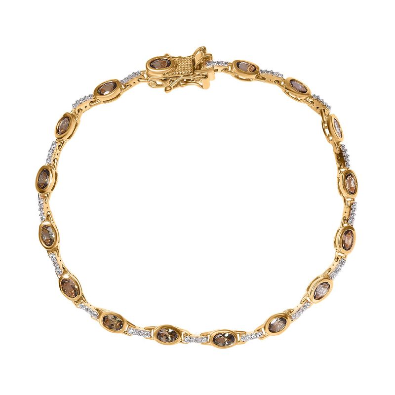 Natürliches, goldenes Tansanit und Zirkon-Armband, 20cm - 4,40 ct. image number 0