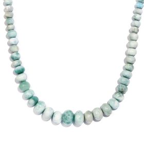 Natürlicher grüner Larimar Halskette ca. 45 cm 925 Silber rhodiniert ca. 120,00 ct.