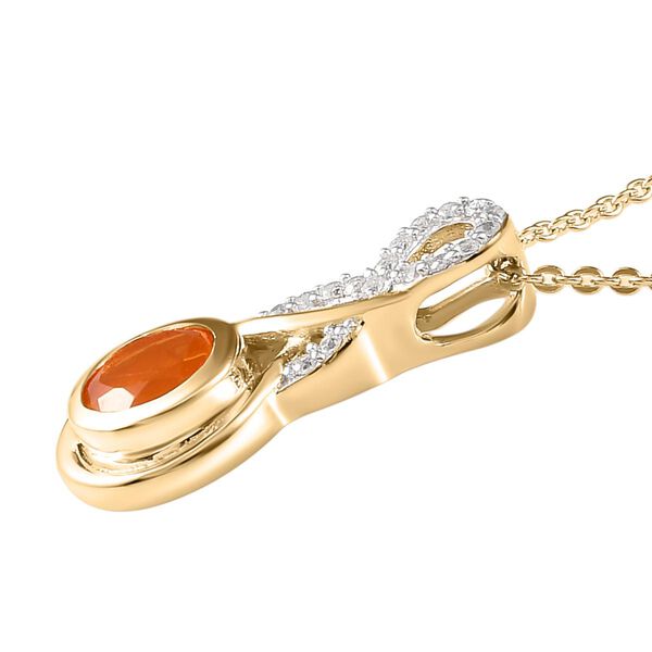 Salamanca Feueropal und Zirkon-Anh&auml;nger mit Kette, 925 Silber vergoldet, 0,75 ct. image number 4