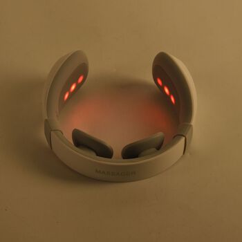 EMS Nackenmassageger&auml;t, 6 Modi, 15 Intensit&auml;ten, W&auml;rmfunktion und 1200 mAh Akku, 17,5x16x5,5cm, Wei&szlig;