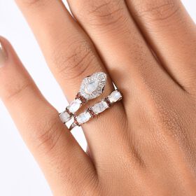 GP Trifono Kollektion- AAA Regenbogen Mondstein, Mosambik Granat, Zirkon und blauer Saphir Ring - 2,26 ct.